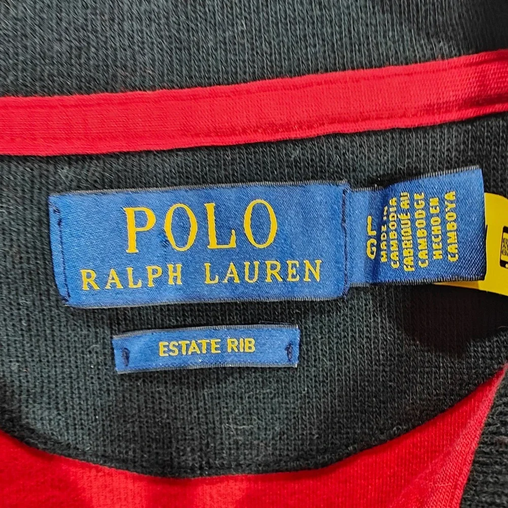 Polo Ralph Lauren Mens Estate Rib Quarter Zip Pullover Red Cotton Sweater LG